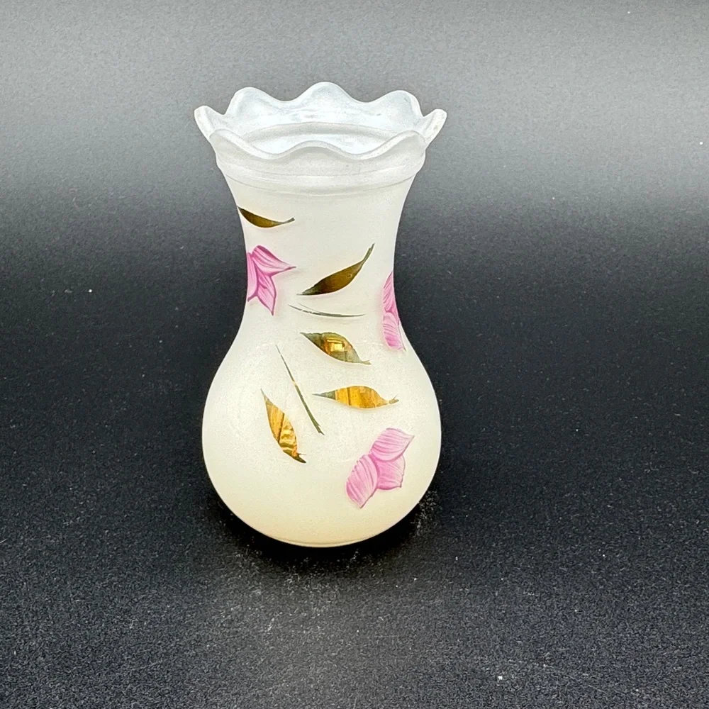 Bartlett and Collins Frosted Hand Painted Mini Bud Vase Vintage